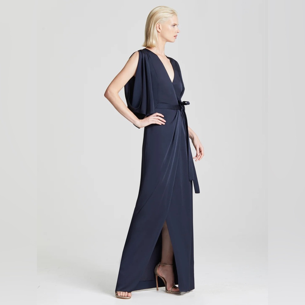 NWT Halston wrap gown Navy Blue Dress size 2
